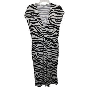 5382)Marc New York Zebra Print Sleeveless Jumpsuit Large